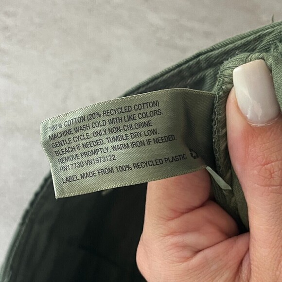 Target Women Size 2 Wide Leg High Rise Green Cargo Ankle Pants Trouser Cotton - Picture 4 of 11